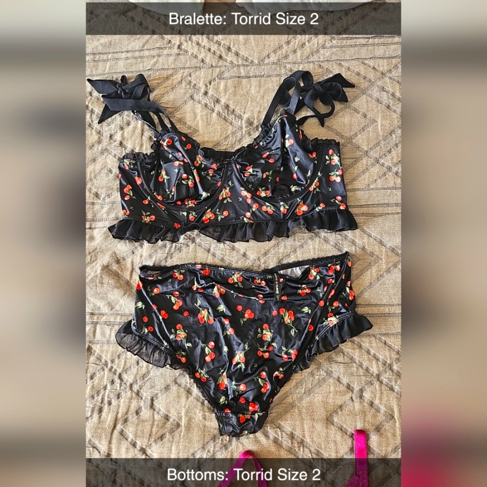Plus Cherry Lingerie Set